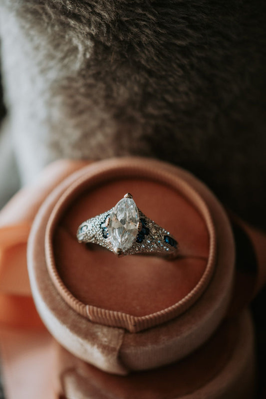 Love Yourself Marquise Cut Sterling Silver Ring