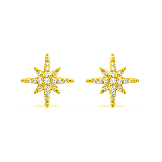 Twinkling Star S925 Post Zircon Stud Earrings in Gold