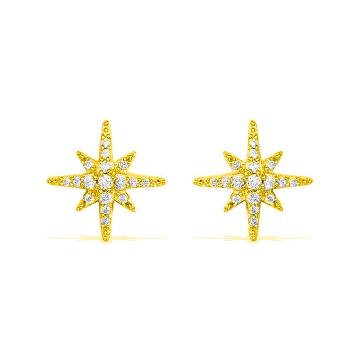 Twinkling Star S925 Post Zircon Stud Earrings in Gold