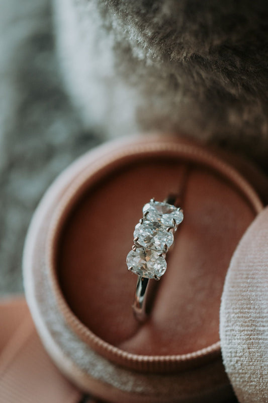 Forever Yours 3-Stone Cubic Zirconia Sterling Silver Ring Rhodium Plating