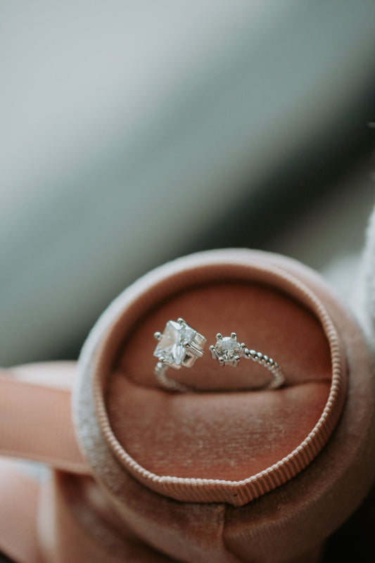 Better Together Princess Cut and Round Cut Sterling Silver Ring Rhodium Plating