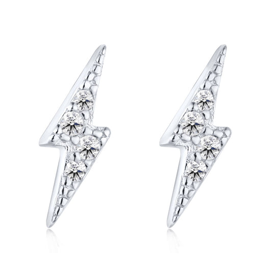 Thunderstrike CZ Dainty Sterling Silver Earrings