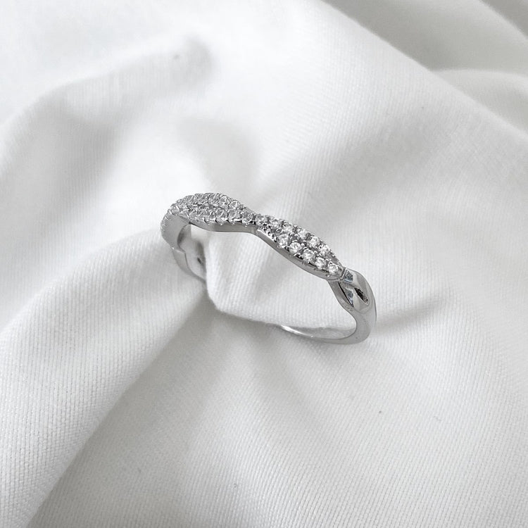 Cassandra Twist CZ Sterling Silver Ring