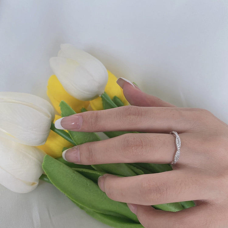 Cassandra Twist CZ Sterling Silver Ring