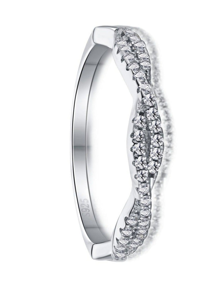 Cassandra Twist CZ Sterling Silver Ring