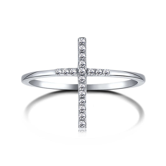 Cross Clear CZ Sterling Silver Ring