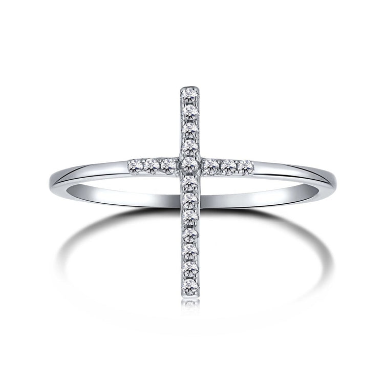 Cross Clear CZ Sterling Silver Ring
