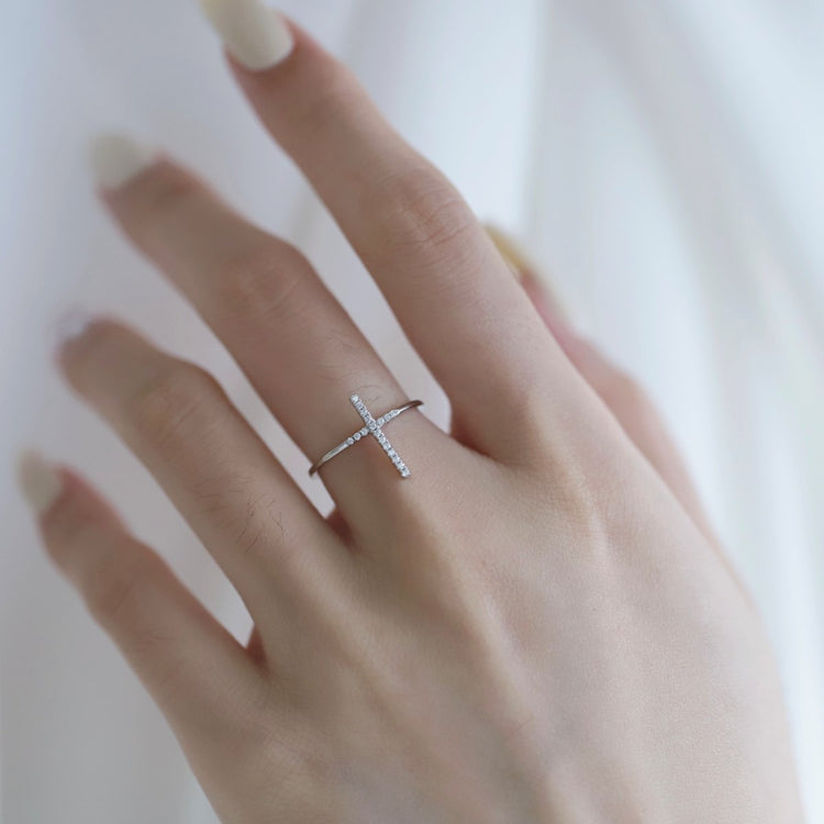 Cross Clear CZ Sterling Silver Ring