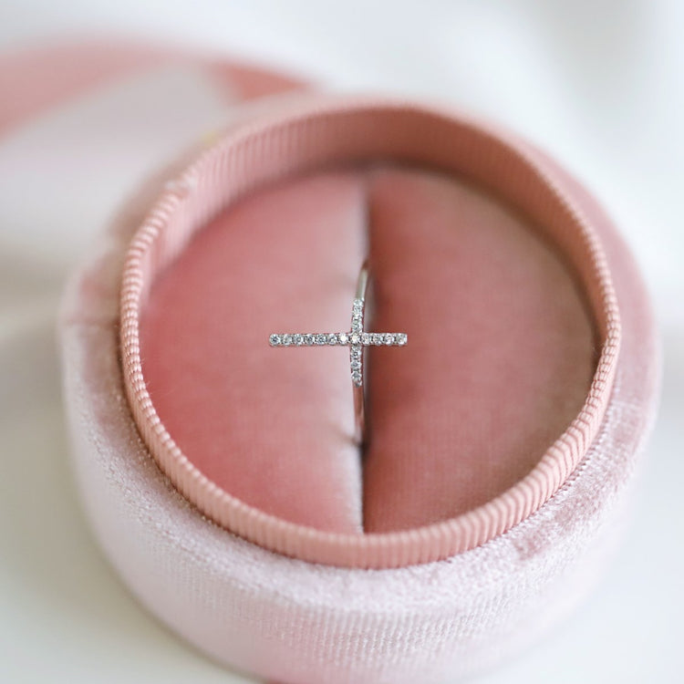 Cross Clear CZ Sterling Silver Ring