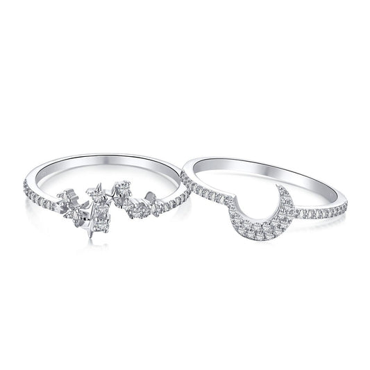 Luna Stars and Moon CZ Sterling Silver Ring