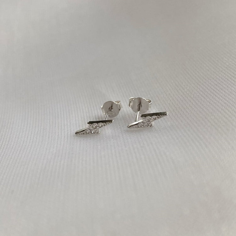 Thunderstrike CZ Dainty Sterling Silver Earrings