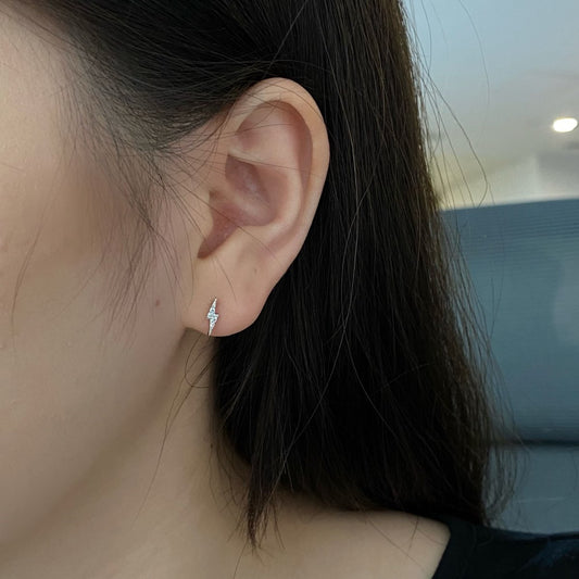 Thunderstrike CZ Dainty Sterling Silver Earrings