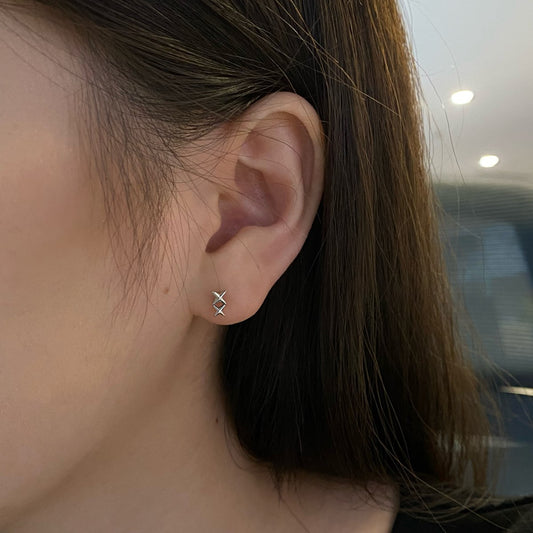 Twinkling Stars CZ Dainty Sterling Silver Earrings