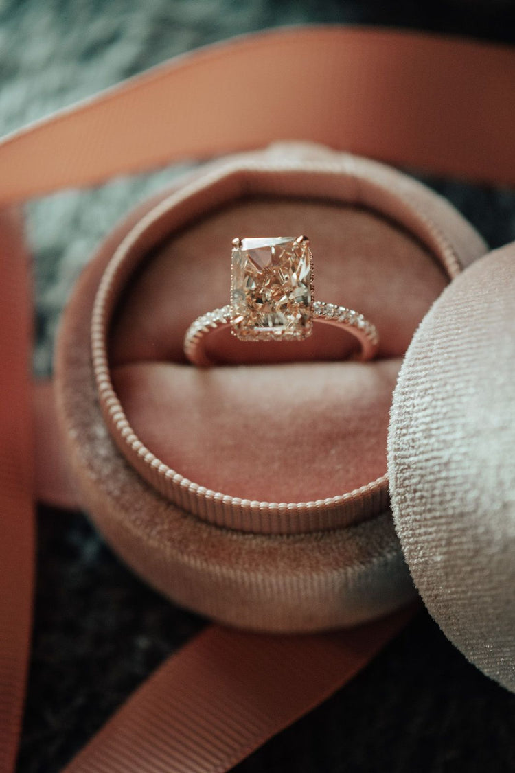 Fall In Love Champagne Emerald Stone Rose Gold Ring