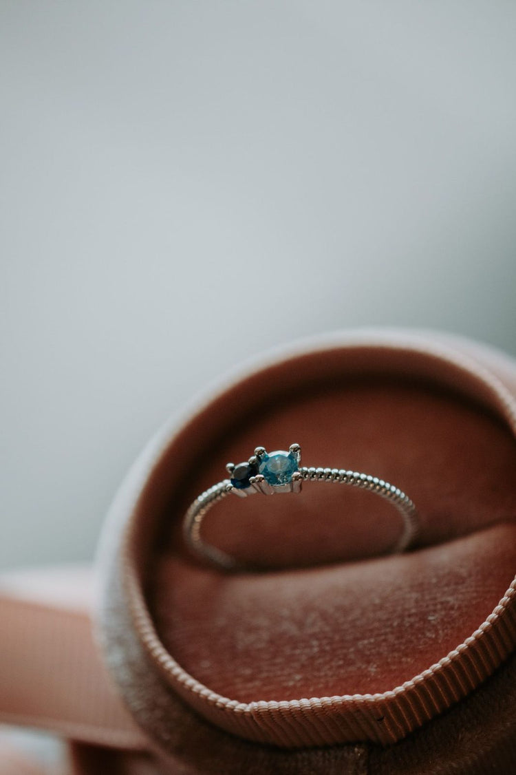 I’m Yours Mini Tourmaline Gems Round Cut Sterling Silver Ring Rhodium Plating