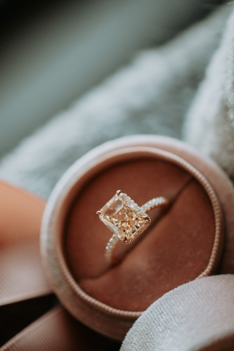Fall In Love Champagne Emerald Stone Rose Gold Ring