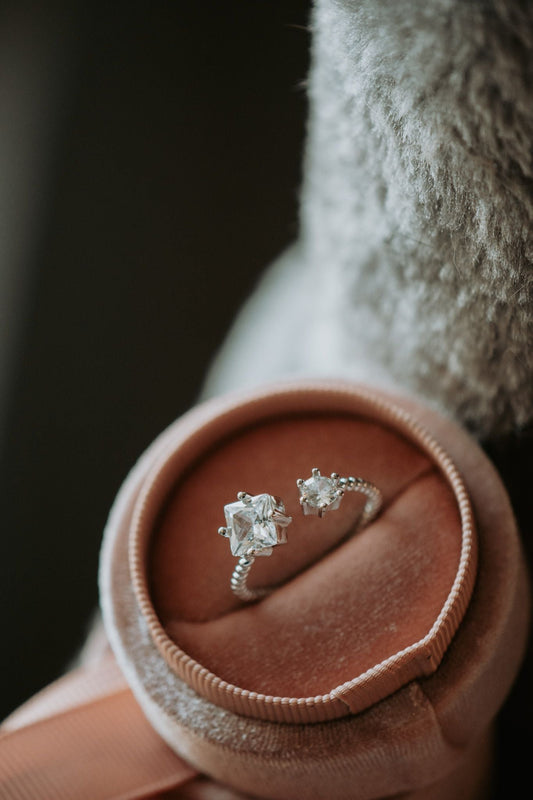 Better Together Princess Cut and Round Cut Sterling Silver Ring Rhodium Plating