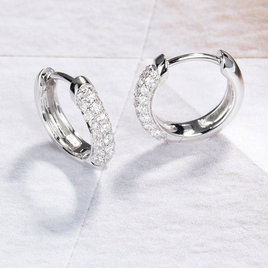 CZ Huggie Sterling Silver Post Hoop Earrings