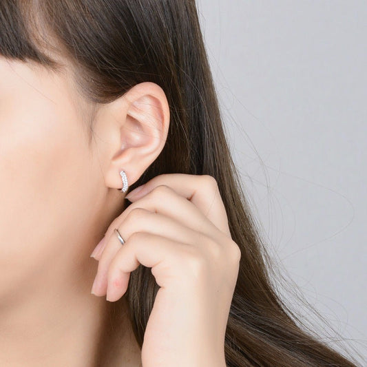 CZ Huggie Sterling Silver Post Hoop Earrings
