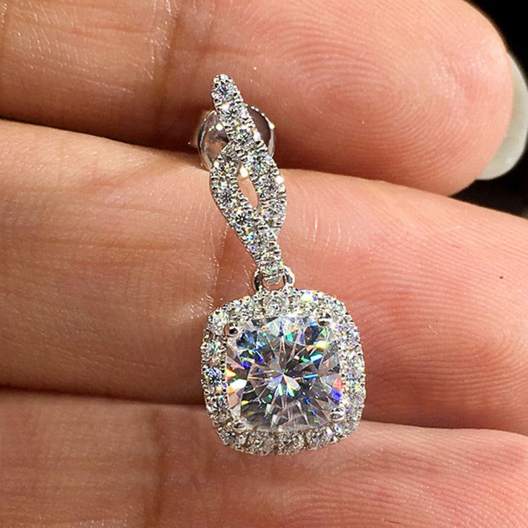 Cece Cushion Drop Cubic Zirconia Sterling Silver Post