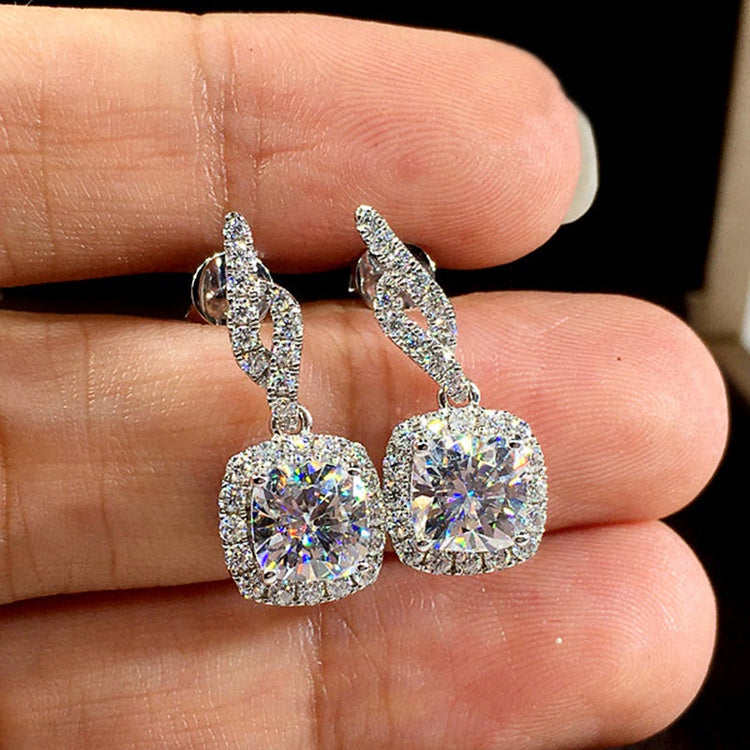 Cece Cushion Drop Cubic Zirconia Sterling Silver Post