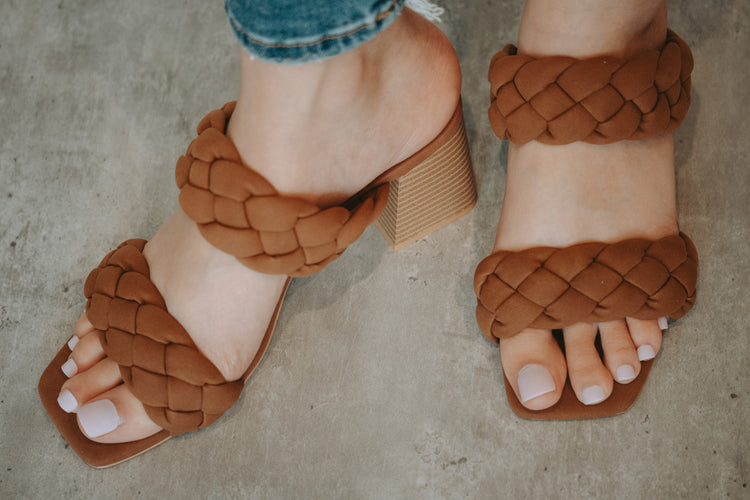 Clarisse Double Braid Dress Sandal in Cognac