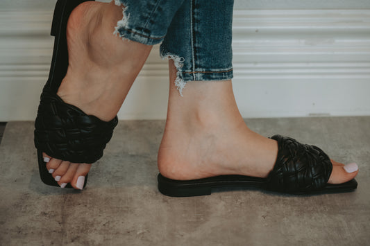 Aaron Braided One Strap Sandal in Black