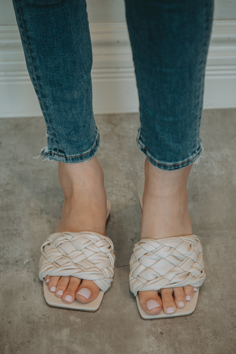 Aaron Braided One Strap Sandal in Cream