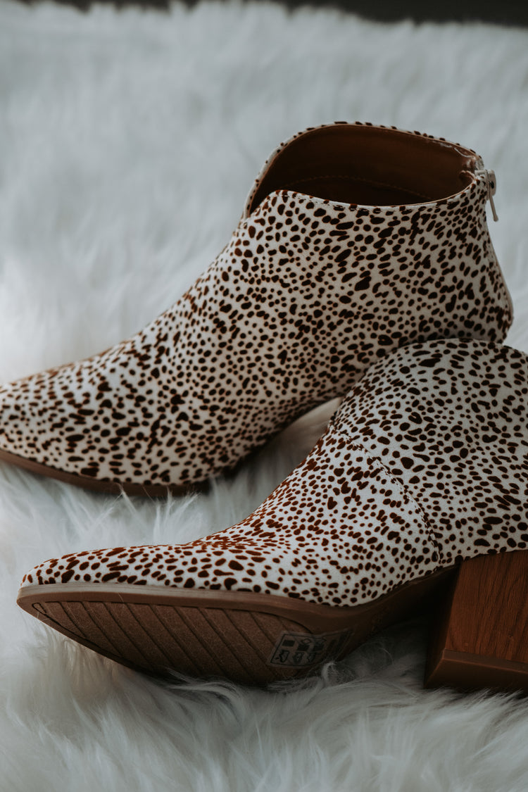 Sabrina Camel Mini Leopard Suede Booties