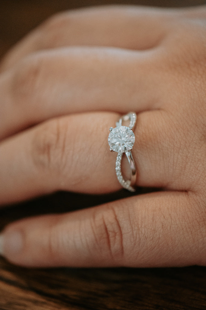 Aspen Round Cut 1CT Moissanite Ring on Sterling Silver