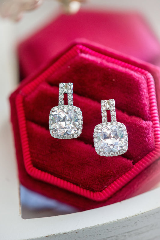 Marion Cushion Cut Stud Earrings