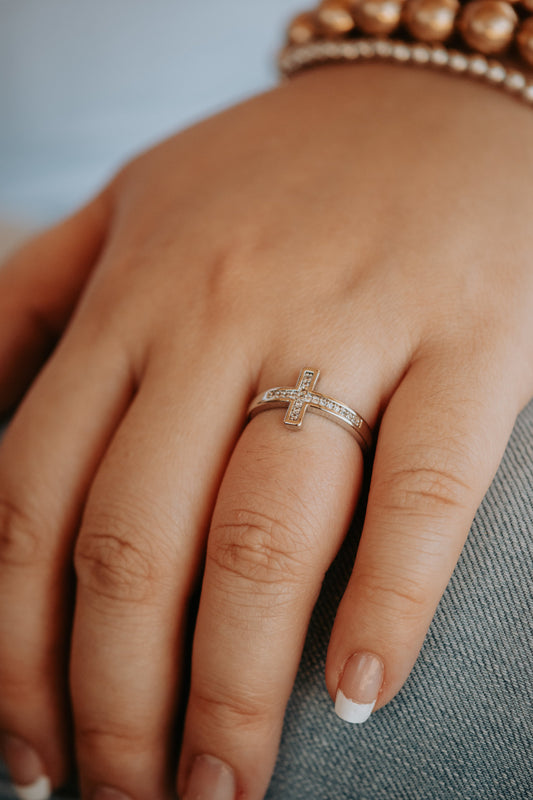 Charleston Cross Sterling Band Silver Ring