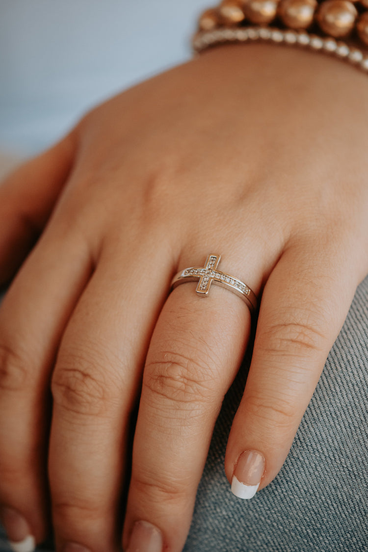 Charleston Cross Sterling Band Silver Ring