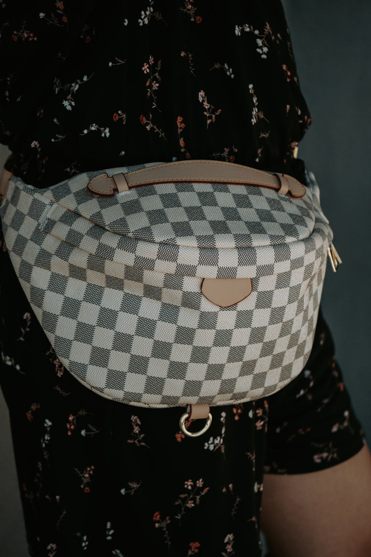 Deluxe Cream Checkered Bum Bag