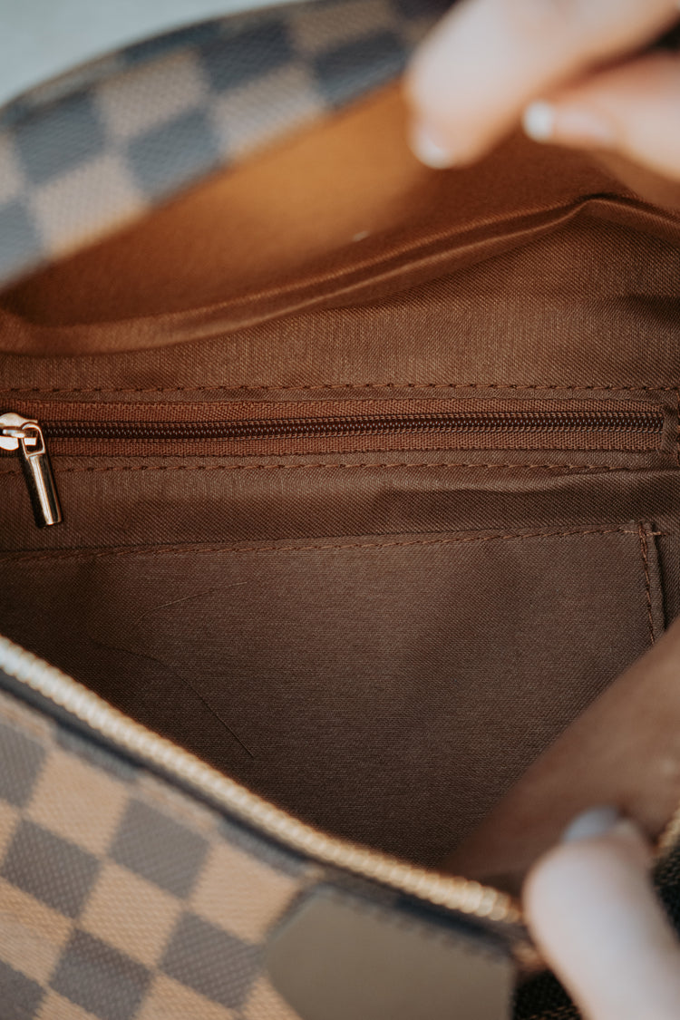Deluxe Brown Checkered Bum Bag