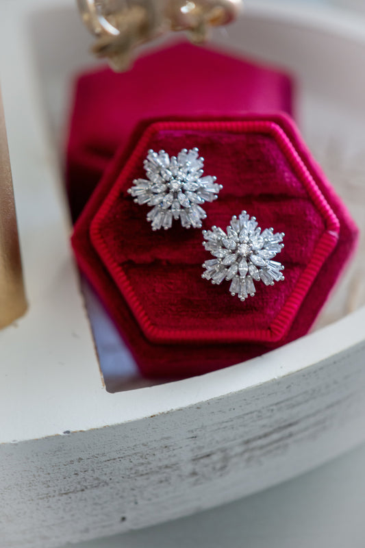 Gail Floral Cubic Zirconia Stud Earrings