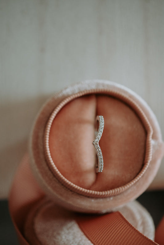 Fern Chevron Sterling Silver Ring Rhodium Plating