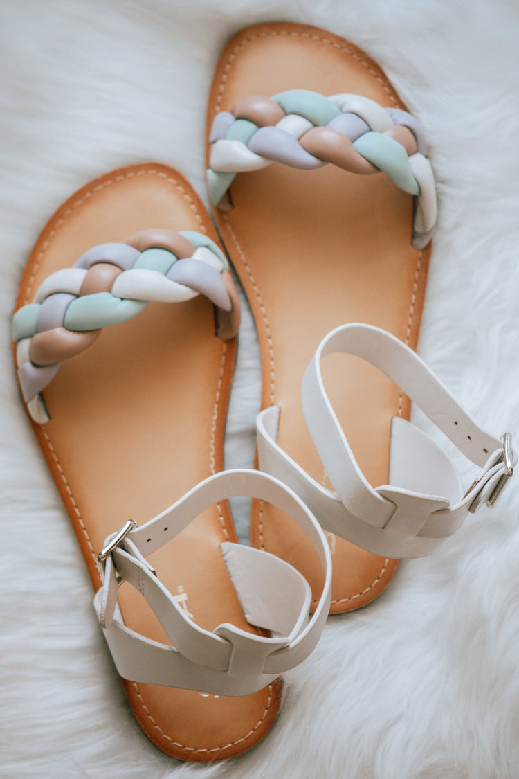 Rosey Braided Strappy Sandals in Multi Colors