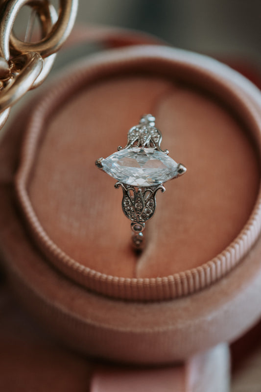 Cameron Marquise Shaped Stone Sterling Silver Ring