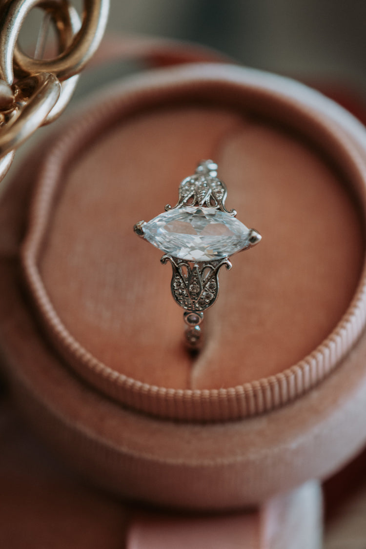 Cameron Marquise Shaped Stone Sterling Silver Ring