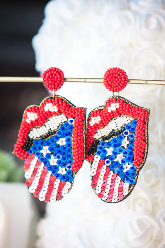 Americana Seed Bead Post Earrings Felt Back