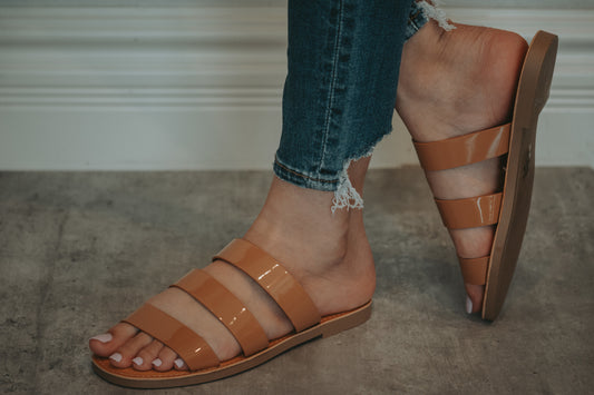 Jamie Triple Strap Sandal in Tan