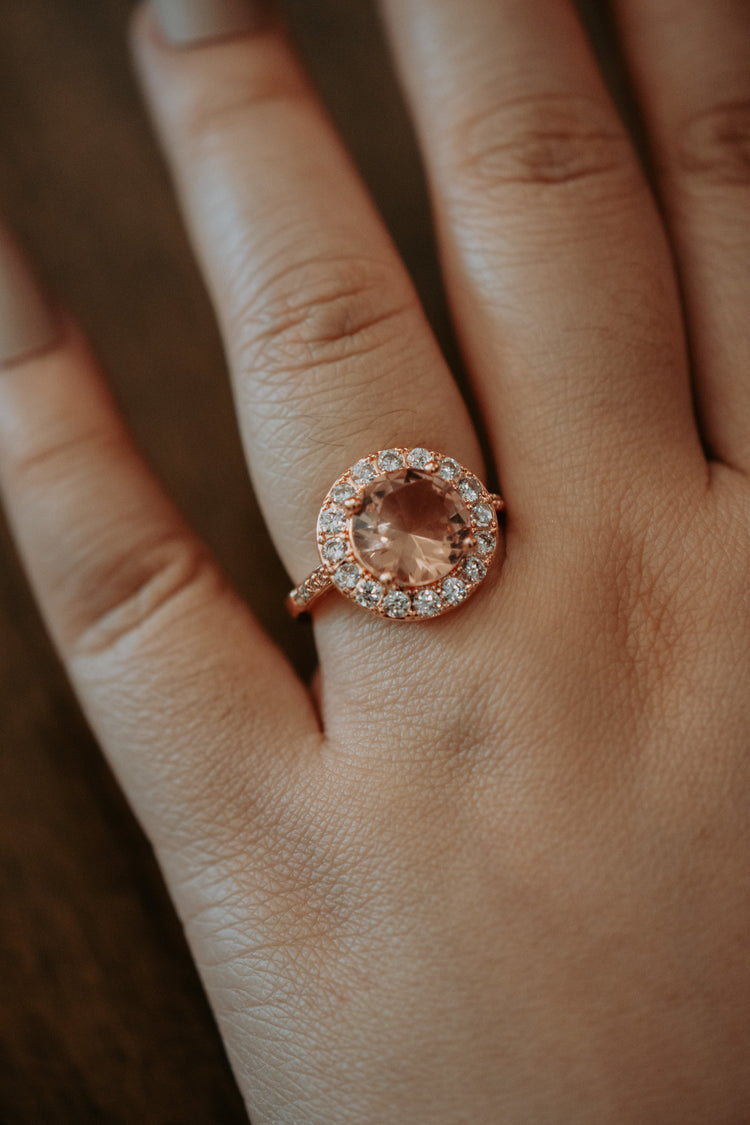 Rosalind Round Champagne Stone Rose Gold Ring