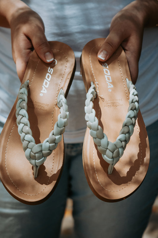 Stella Mint Multi Braided Thong Sandals