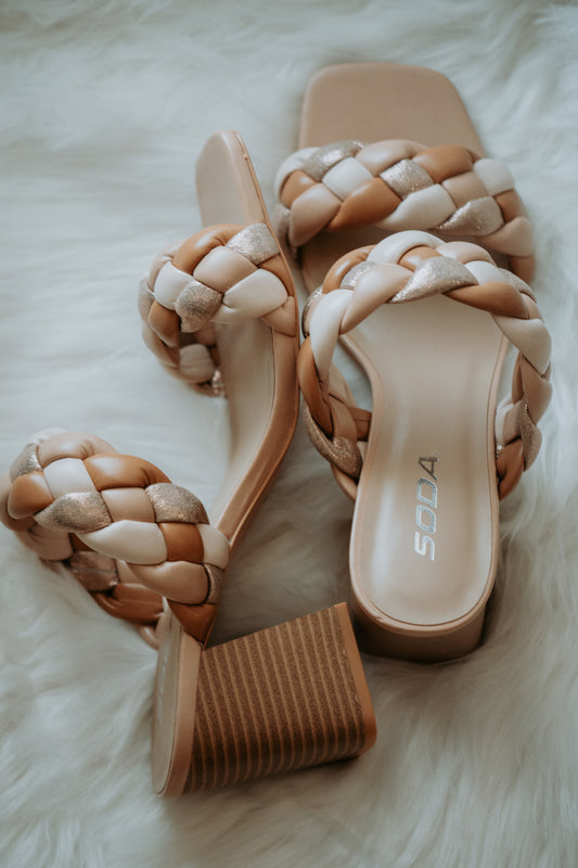 Clarisse Double Braid Dress Sandal in Nude Multi