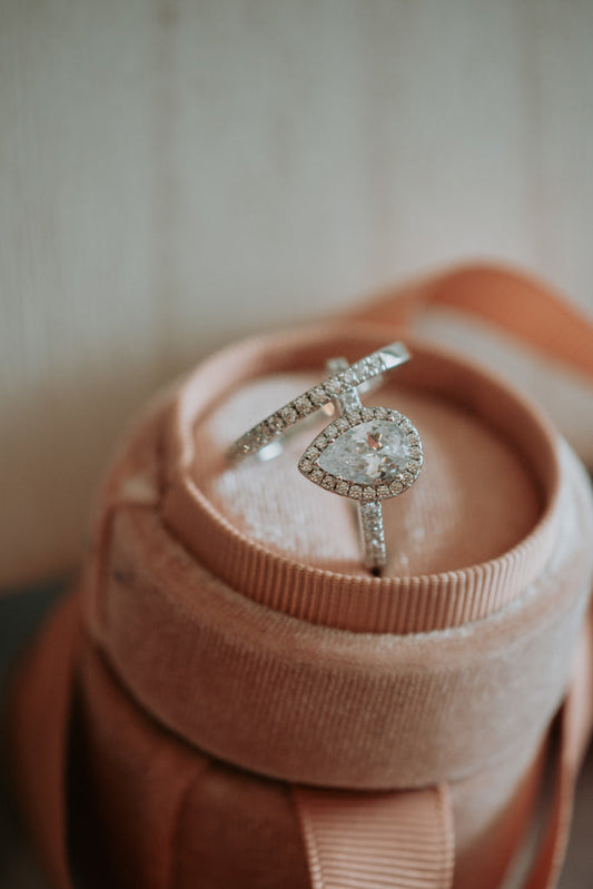 Finn Pear Cut Ring Set Sterling Silver Rhodium Plating