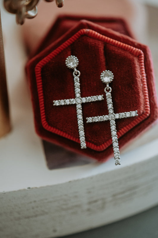 Crosse - Cubic Zirconia Post Sterling Earrings