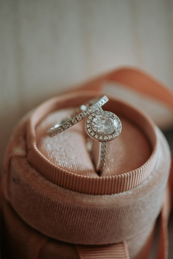 Scarlett Oval Cut Ring Set Sterling Silver Rhodium Plating