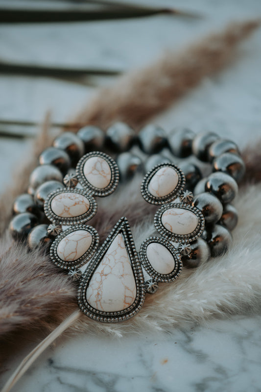 Natural Turquoise Squash Stretch Navajo Beads Bracelet