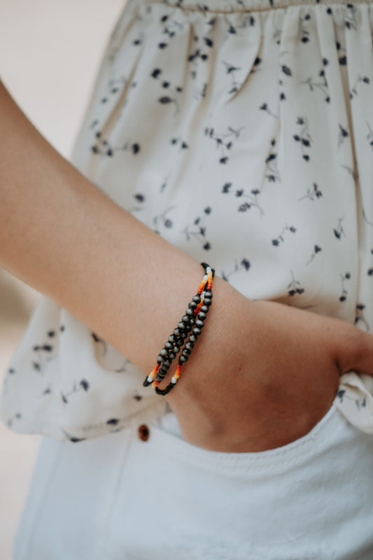 3PC Set Dainty Navajo Beads Bracelet - Black